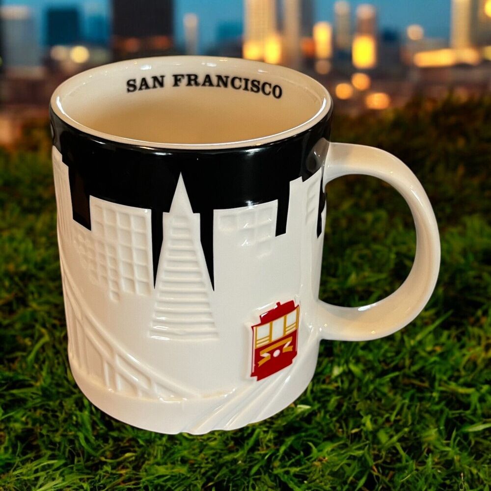 Starbucks 2012 SAN FRANCISCO City 3D Relief Skyline Cable Car 18 oz Coffee Mug